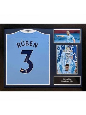 Manchester City FC Dias Signed Shirt (Framed)
