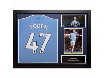 Manchester City FC Foden Signed Shirt (Framed)